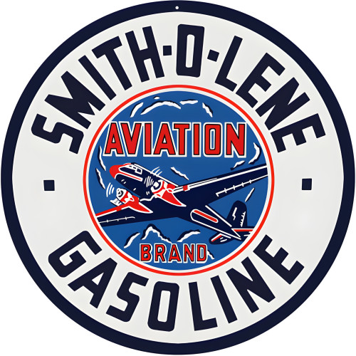 Smith-O-Lene Gasoline Aviation Brand Metal Sign - 14" Round