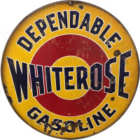 Whiterose Dependable Gasoline Metal Sign - 14" Round