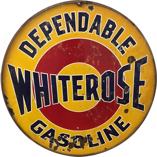 Whiterose Dependable Gasoline Metal Sign - 14" Round