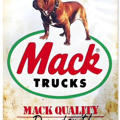 Vintage Mack Truck Sign - Bulldog Metal Garage Art