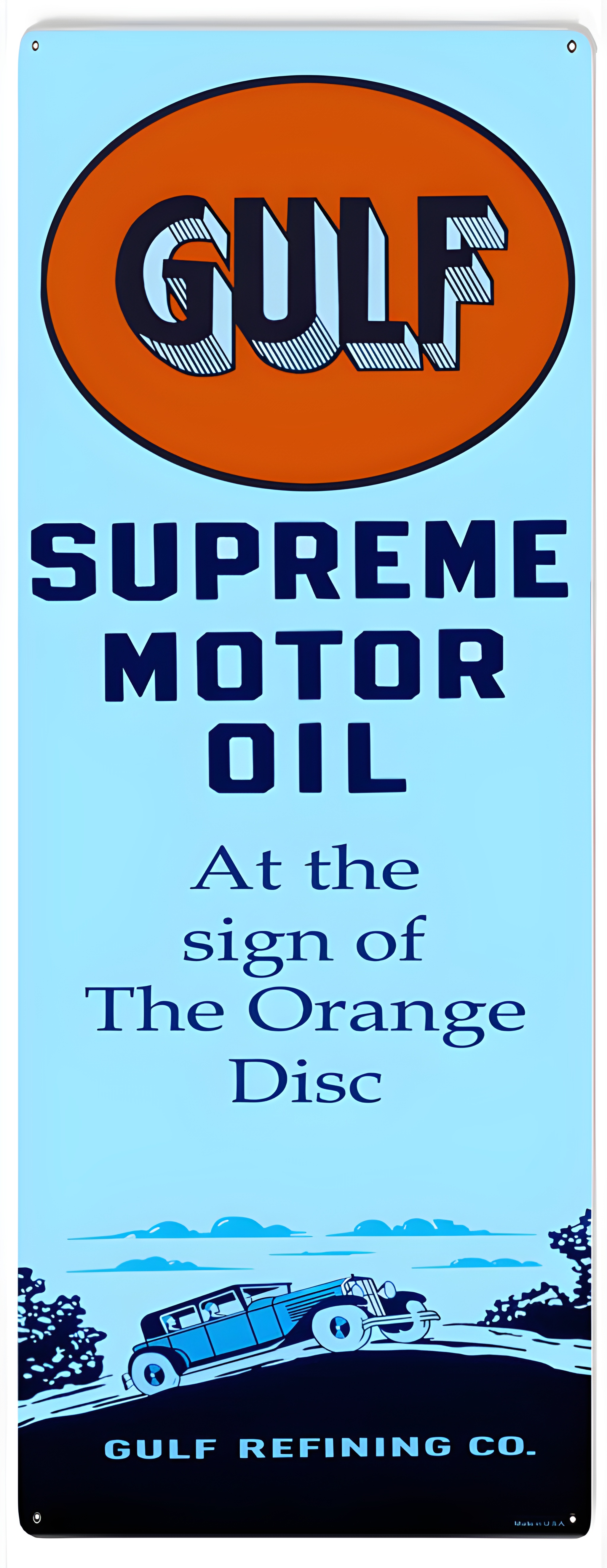 Gulf Supreme Motor Oil Sign - Vintage Metal Decor