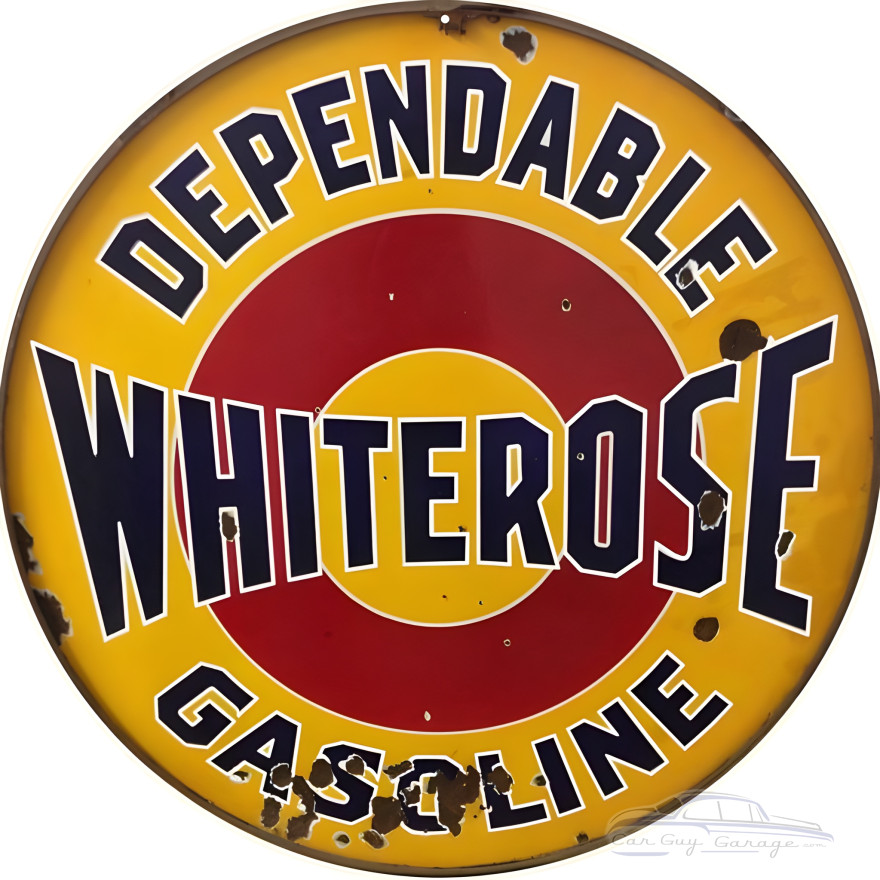 Dependable Whiterose Gasoline Metal Sign - 18" Round Dependable Whiterose Gasoline Metal Sign - 18" Round