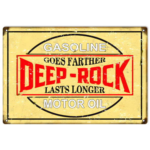 Deep Rock Gasoline And Motor Oil Metal Sign - 12" x 18"