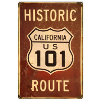 Historic California US 101 Route Metal Sign - 12" x 18"