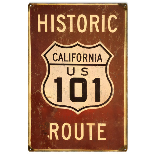 Historic California US 101 Route Metal Sign - 12" x 18"