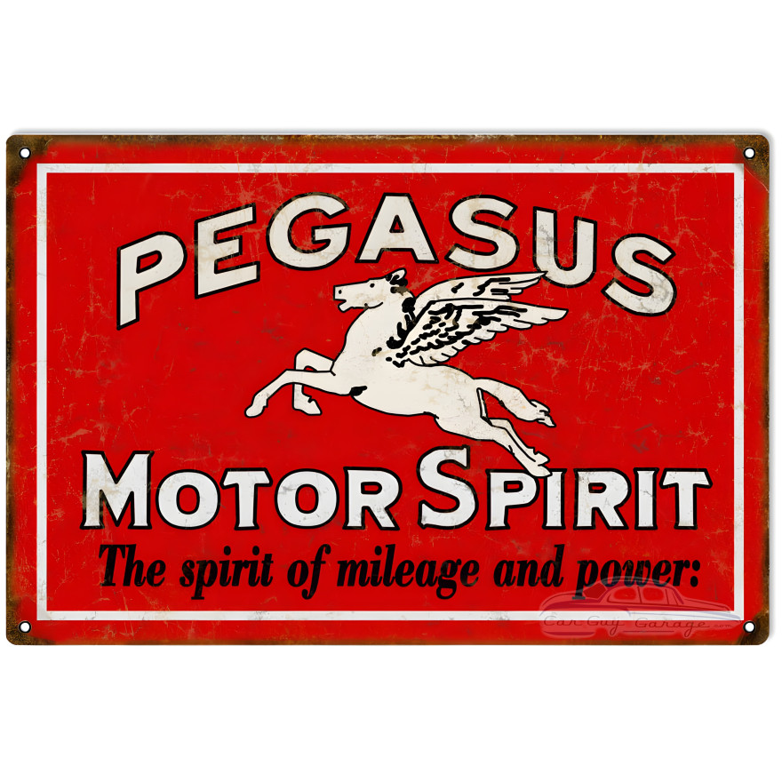 Pegasus Motor Spirit The Spirit Of Mileage And Power Metal Sign - 12" x 18" Pegasus Motor Spirit The Spirit Of Mileage And Power Metal Sign - 12" x 18"