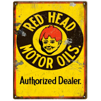 Red Head Motor Oils Authorized Dealer Metal Sign - 9" x 12"
