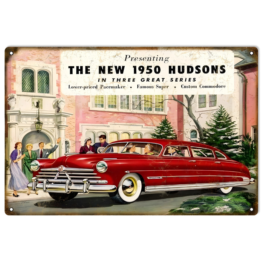 1950 Hudsons Automobile Metal Sign - 12" x 18" 1950 Hudsons Automobile Metal Sign - 12" x 18"