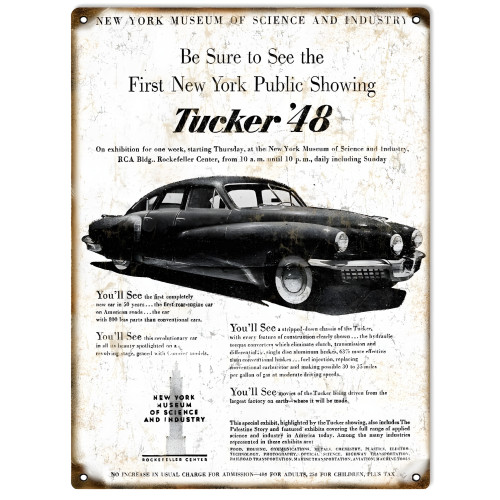 New York Museum Of Science And Industry Tucker 48 Metal Sign - 9" x 12"