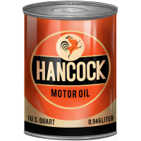 Hancock Motor Oil Can Cutout Metal Sign - 7.25" x 10.5"