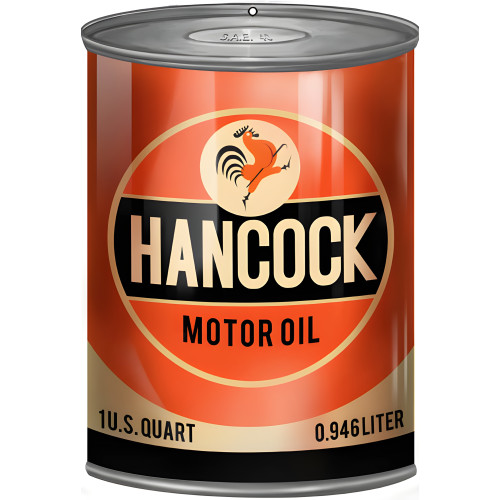 Hancock Motor Oil Can Cutout Metal Sign - 7.25" x 10.5"