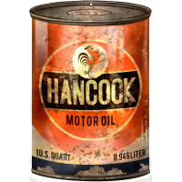 Hancock Motor Oil Can Cutout Metal Sign - 7.25" x 10.5"