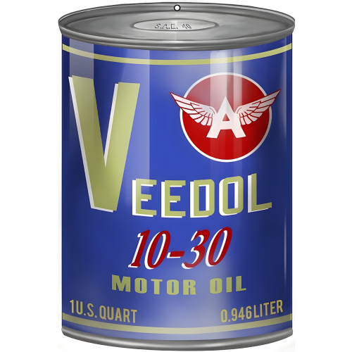 Veedol 10-30 Motor Oil Can Cutout Metal Sign - 7.25" x 10.5"