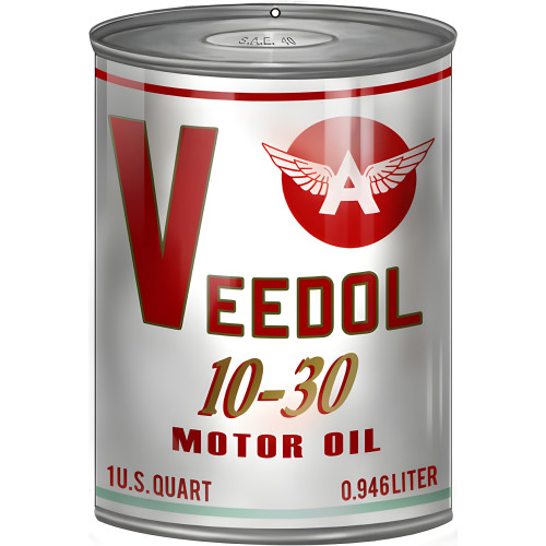 Veedol A 10-30 Motor Oil Can Cutout Metal Sign - 7.25" x 10.5"
