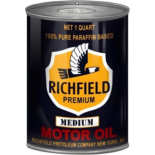 Richfield Premium Medium Motor Oil Can Metal Sign - 7.25" x 10.5"