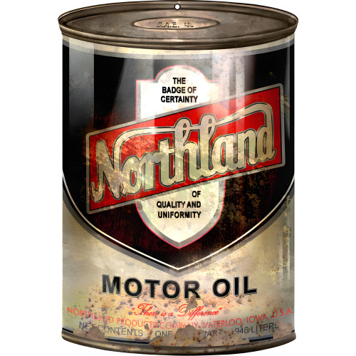 Northland Motor Oil Can Metal Sign - 7.25" x 10.5"