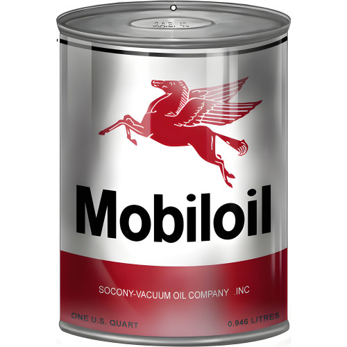Mobiloil Can Cutout Metal Sign - 7.25" x 10.5"