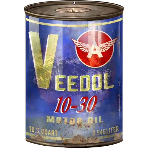 Veedol 10-30 Motor Oil Can Metal Sign - 7.25" x 10.5"