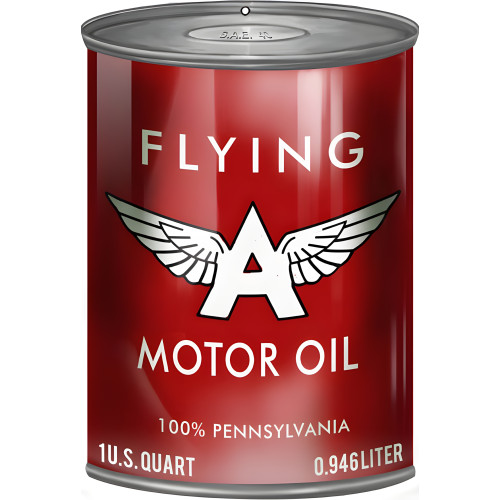 Flying A Motor Oil Can Cutout Metal Sign - 7.25" x 10.5"