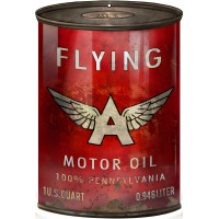 Flying A Motor Oil Can Cutout Metal Sign - 7.25" x 10.5"