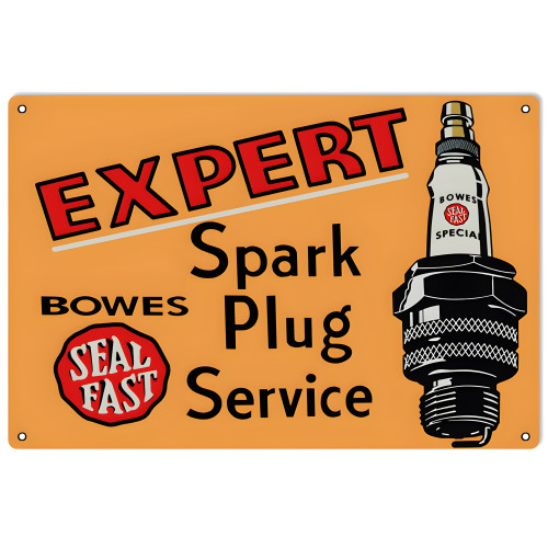 Bowes Expert Spark Plug Service Metal Sign - 12" x 18"
