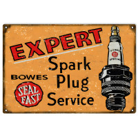Bowes Expert Spark Plug Service Metal Sign - 12" x 18"