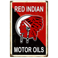 Red Indian Motor Oils Metal Sign - 12" x 18"