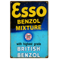 ESSO Benzol Mixture With Highest Grade British Benzol Metal Sign - 12" x 18"