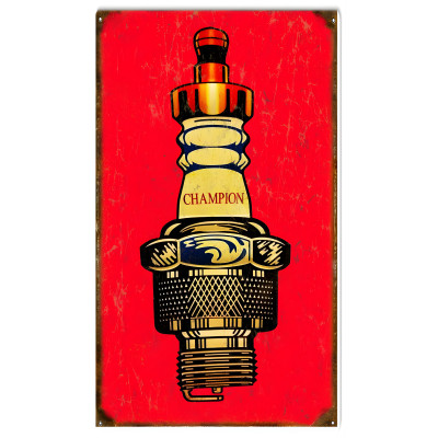 Champion Spark Plug Metal Sign - Vintage Garage Art
