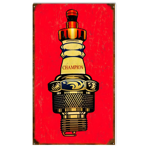 Champion Spark Plug Metal Sign - 8" x 14"