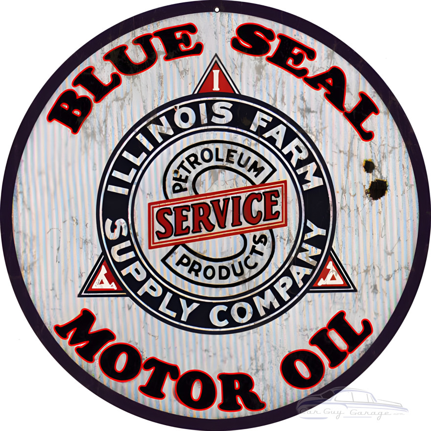 Blue Seal Motor Oil Illinois Farm Supply Company Metal Sign - 14" Round Blue Seal Motor Oil Illinois Farm Supply Company Metal Sign - 14" Round