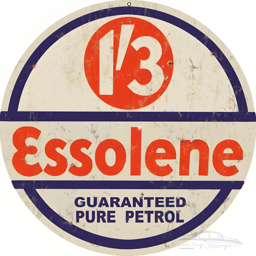 Essolene Guaranteed Pure Petrol Motor Oil Metal Sign - 14" Round Essolene Guaranteed Pure Petrol Motor Oil Metal Sign - 14" Round