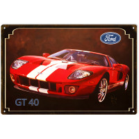 Ford GT 40 Automobile Metal Sign - 12" x 18"