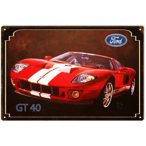 Ford GT 40 Automobile Metal Sign - 12" x 18"