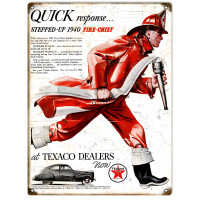 Texaco Fire Chief Dealers Metal Sign - 9" x 12"