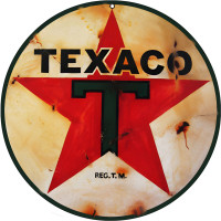 Texaco Station Metal Sign - 14" Round