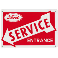 Ford Service Entrance Red Metal Sign - 12" x 18"