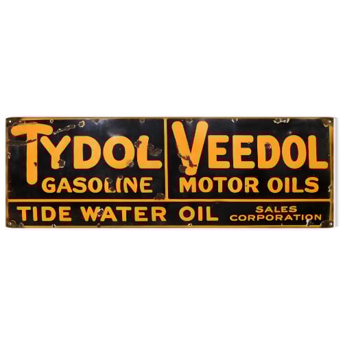 Tydol Veedol Tide Water Oil Metal Sign - 6" x 18"