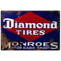 Diamond Tires Monroes Motor Radio Sport Metal Sign - 12" x 18"