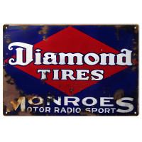 Diamond Tires Monroes Motors Radio Sport Metal Sign - 16" x 24"