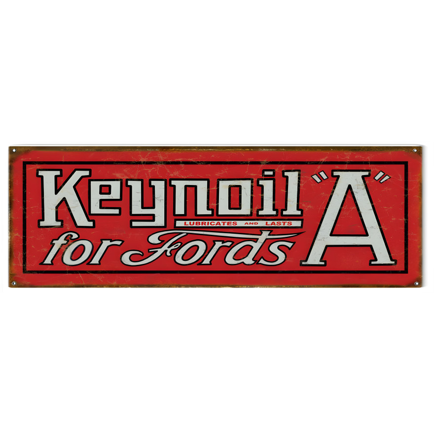 Keynoil A Lubricates And Lasts For Fords Metal Sign - 8" x 24" Keynoil A Lubricates And Lasts For Fords Metal Sign - 8" x 24"