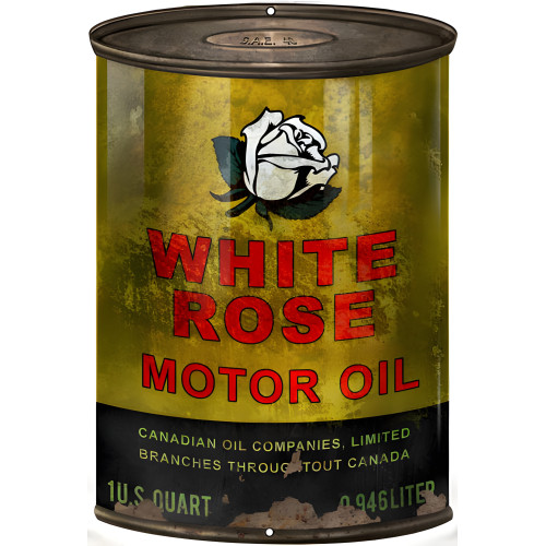 White Rose Motor Oil Metal Sign - 7.25" x 10.5"