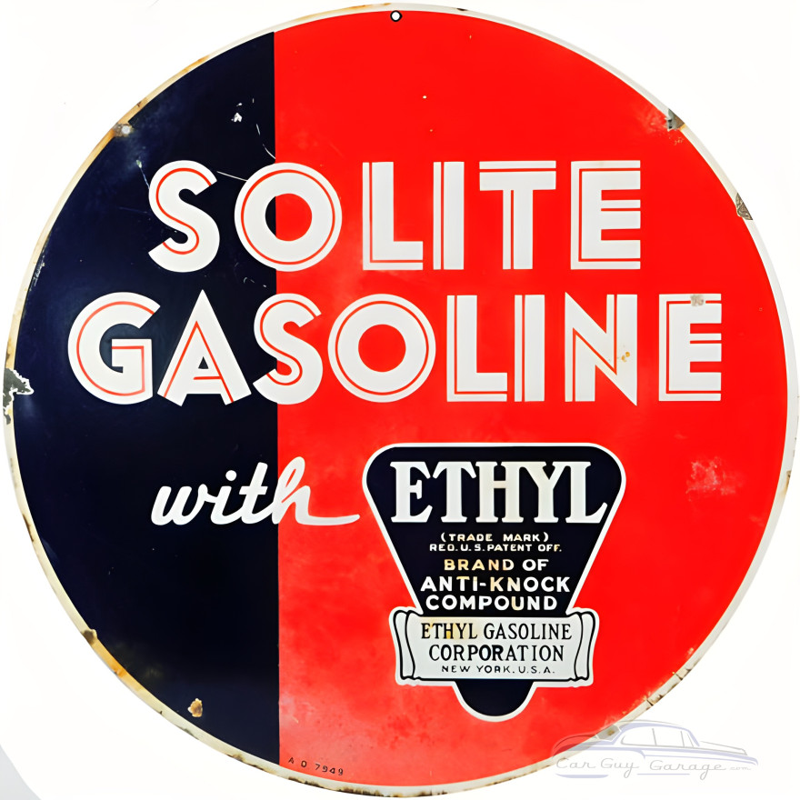 Solite Gasoline With Ethyl Metal Sign - 14" Round Solite Gasoline With Ethyl Metal Sign - 14" Round