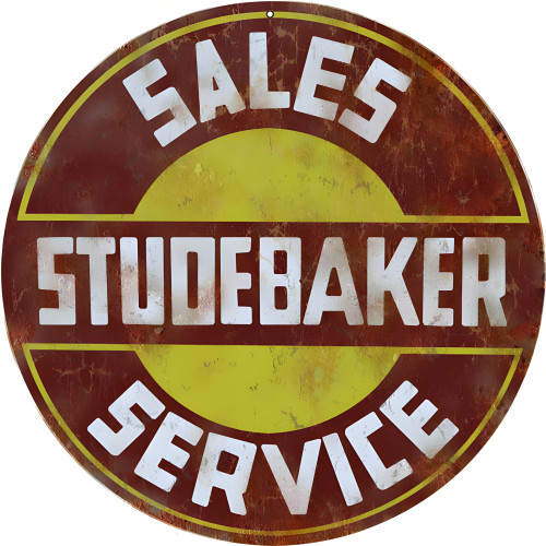 Studebaker Sales and Service Metal Sign - 14" Round