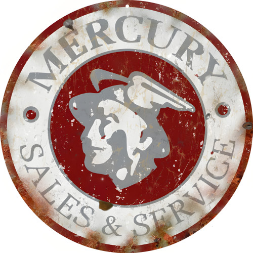 Mercury Sales And Service Motor Oil Metal Sign - 14" Round