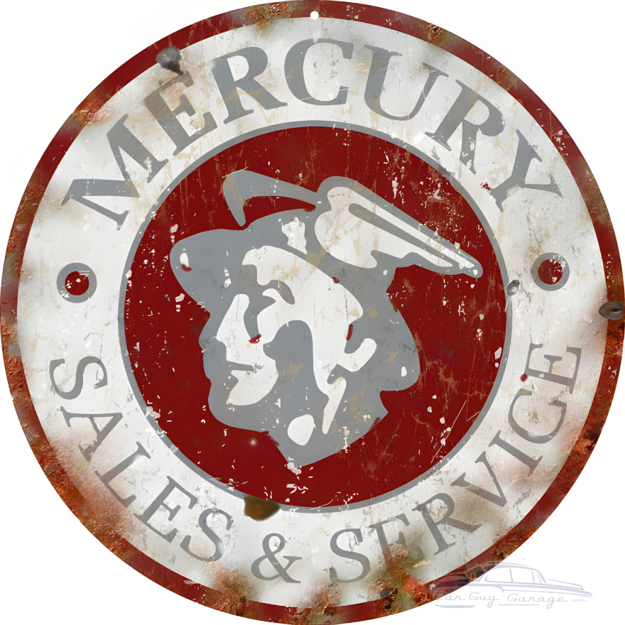 Mercury Sales And Service Motor Oil Metal Sign - 14" Round Mercury Sales And Service Motor Oil Metal Sign - 14" Round