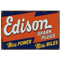 Edison Spark Plugs Metal Sign - 12" x 18"