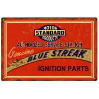 Blue Streak Ignition Parts Metal Sign - 12" x 18"