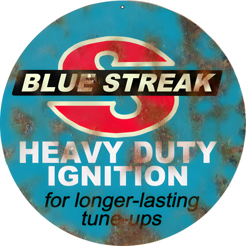 Blue Streak Heavy Duty Ignition Metal Sign - 14" Round
