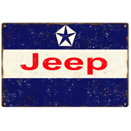 Jeep Logo Metal Sign - 12" x 18"